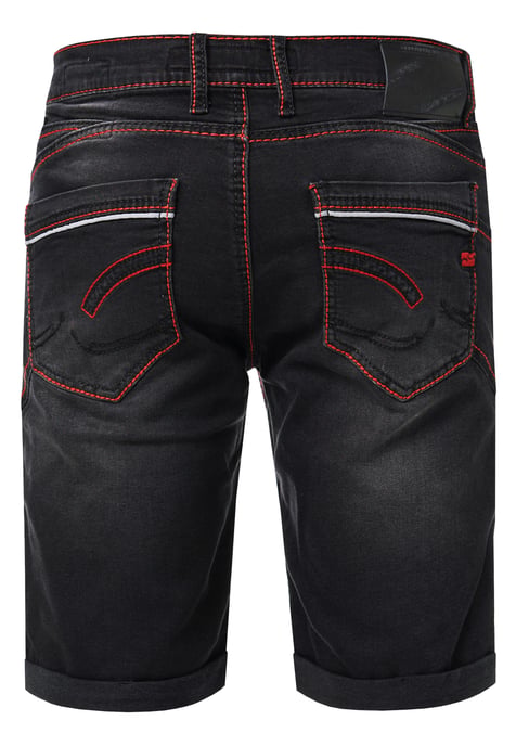 Jeansshorts "RUBEN" met contrastnaad en open knoopsluiting - Image 2