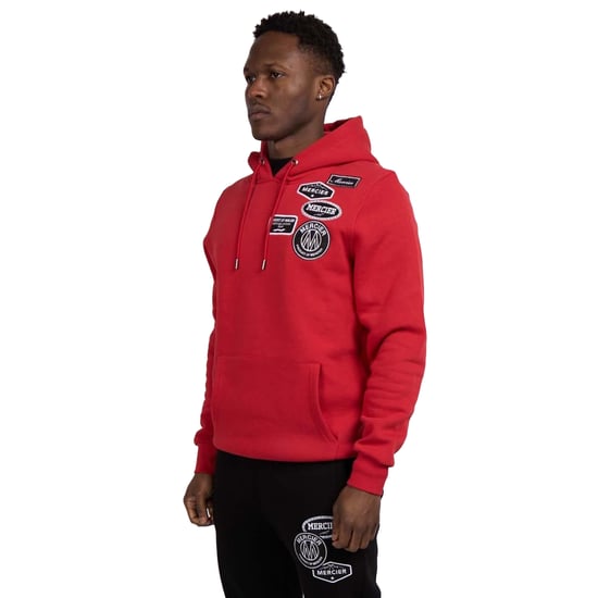 Mercier Mens Mono Badge Hoodie (Red) - Image 1