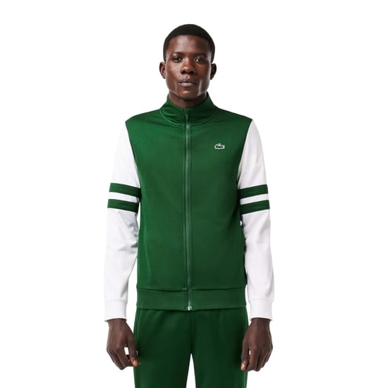 Lacoste Unisex Adult Sportsuit Striped Tennis Jacket (Green/White) - Image 4