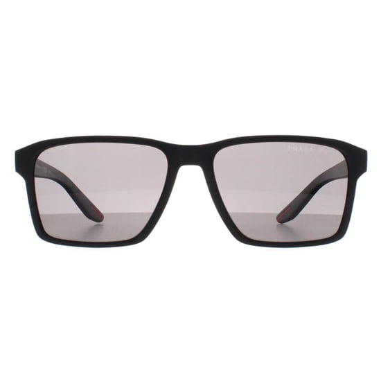 Prada Sport Rectangle Mens Black Rubber Dark Grey Polarized PS05YS - Image 1