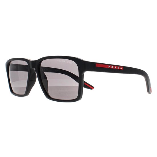 Prada Sport Rectangle Mens Black Rubber Dark Grey Polarized PS05YS - Image 2