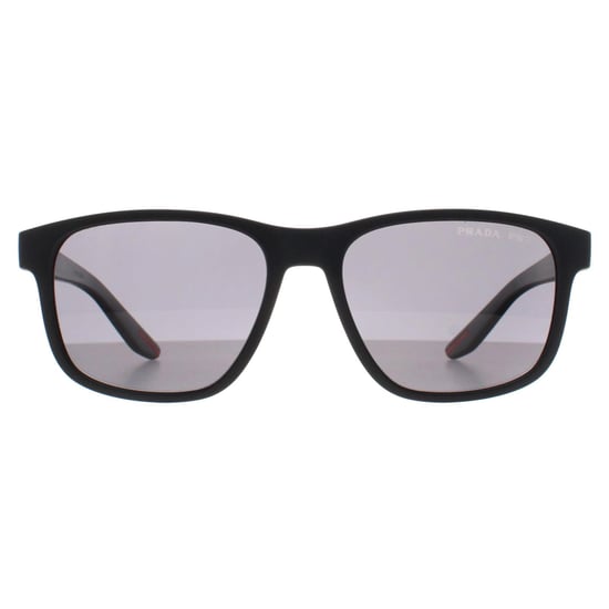 Prada Sport Rectangle Mens Black Rubber Dark Grey Polarized PS06YS - Image 1