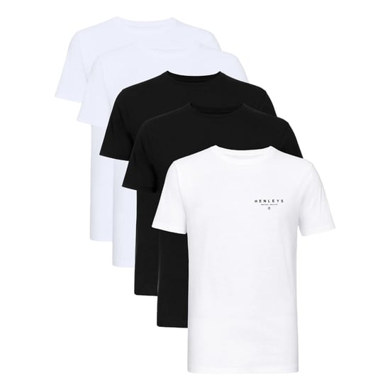 Henleys Mens Hencinq A T-Shirt (Pack of 5) (White/Black) - Image 1