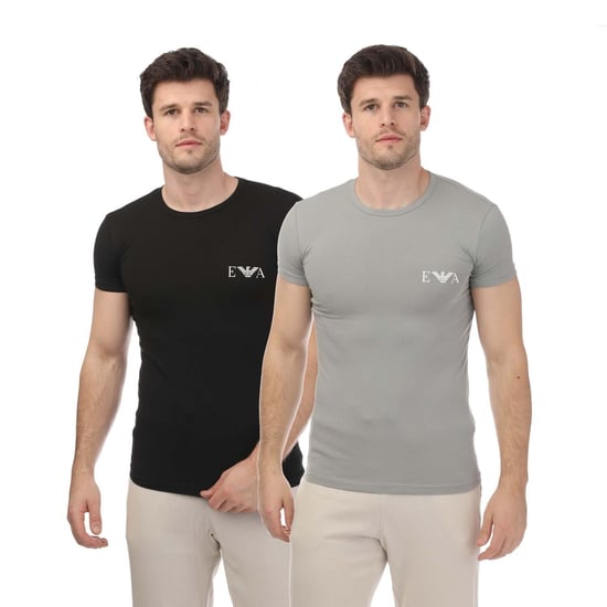 Emporio Armani T-shirt med logotyp för män (2 st.) (Grå/Svart) - Image 1