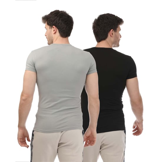 Emporio Armani T-shirt med logotyp för män (2 st.) (Grå/Svart) - Image 2