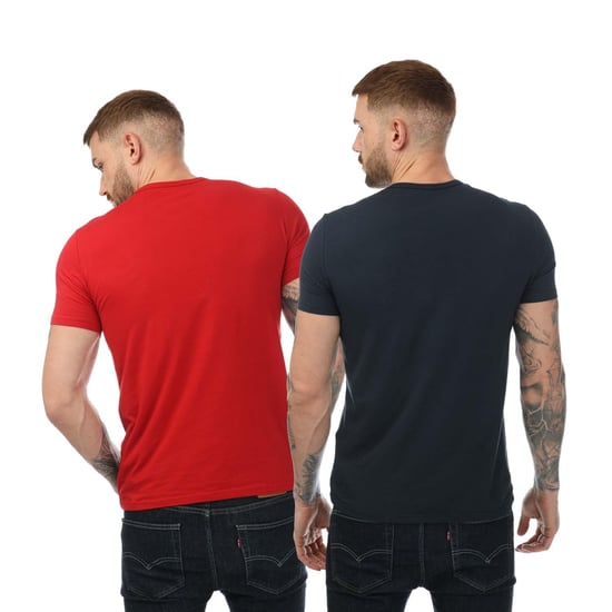 Emporio Armani Crew Neck T-shirt för herrar (2-pack) (Marinblått/rött) - Image 2