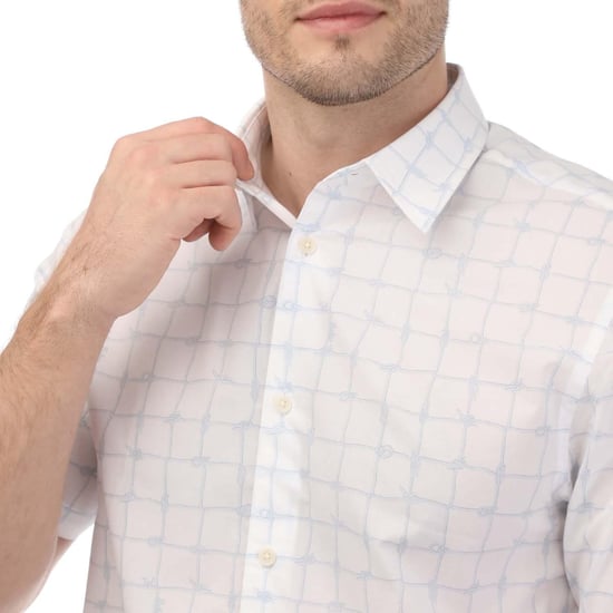 Ted Baker Geruit herenhemd met korte mouwen (Wit) - Image 3