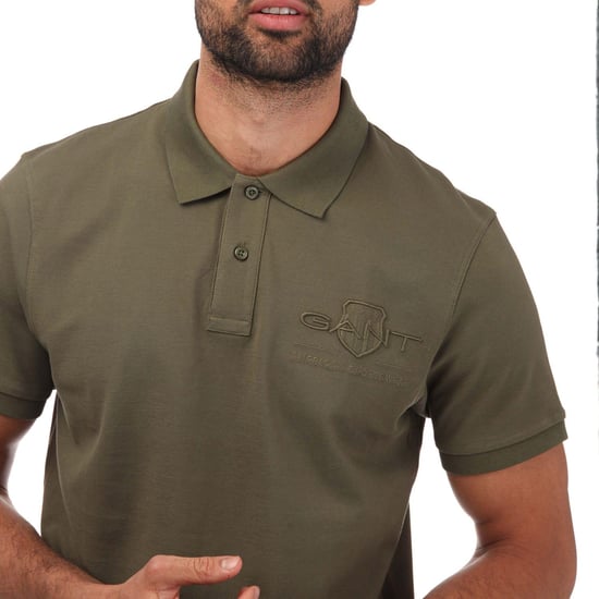 Gant Mens Shield Polo Shirt (Green) - Image 3