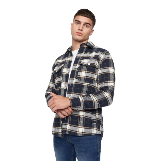 Duck and Cover Mens Francore Checked Overshirt (Navy) - Image 1