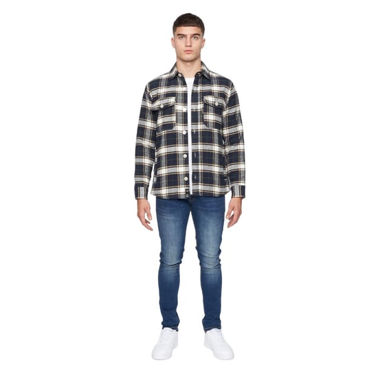 Duck and Cover Mens Francore Checked Overshirt (Navy) - Image 3