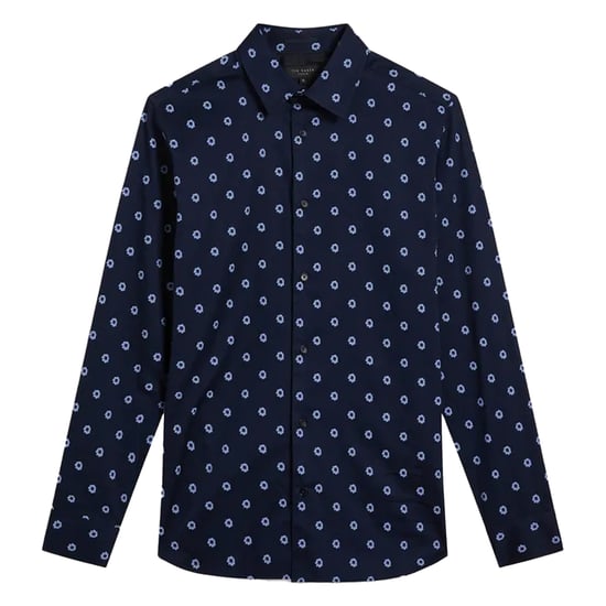 Ted Baker Heren KYME Ditsy Bloemen Overhemd Met Lange Mouwen (Marine) - Image 1