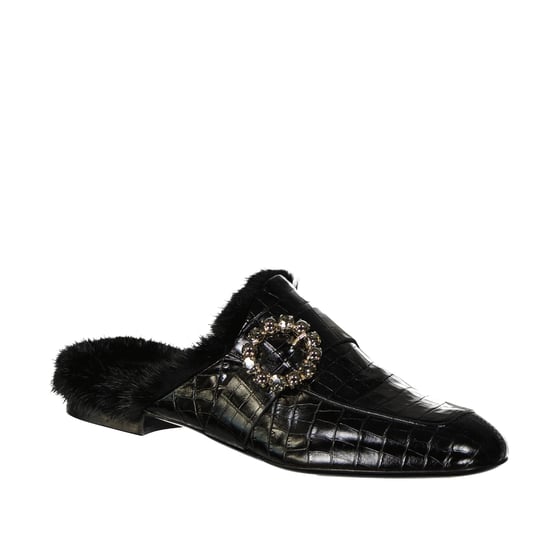 Eleventy Leather Fur Mules - Image 2