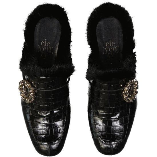 Eleventy Leather Fur Mules - Image 3