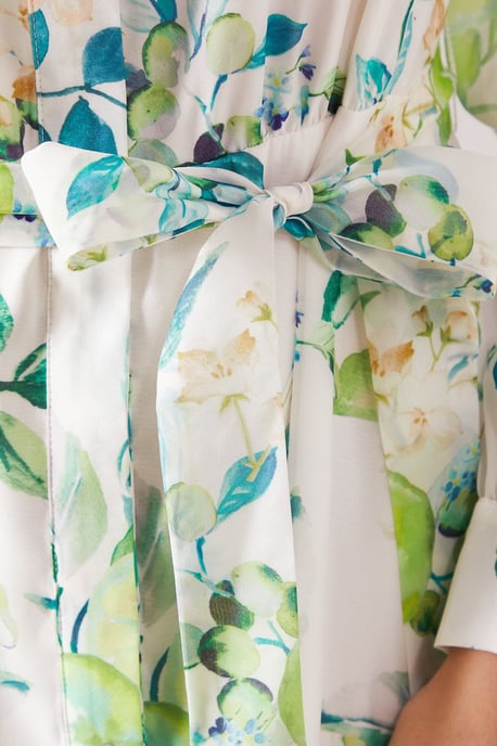Petite Fruit Print Organza Belted Shirt Dress - Image 5