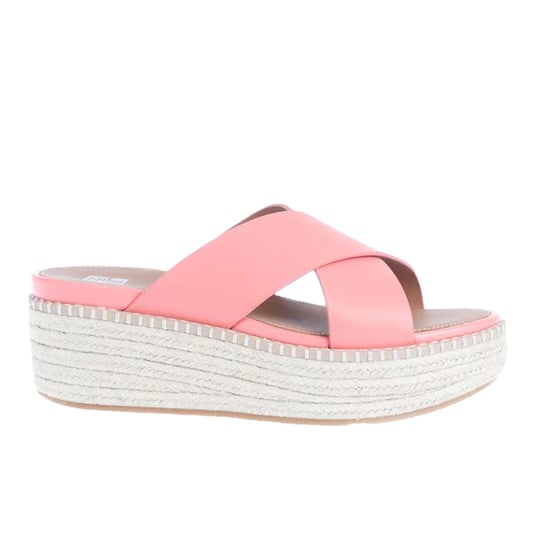 FitFlop Womens/Ladies Eloise Espadrille Cross Leather Wedge Heel Sandals (Coral) - Image 1