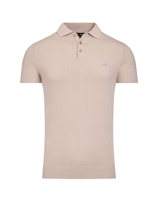 Short Sleeve Knitted Polo / Stone - Image 2