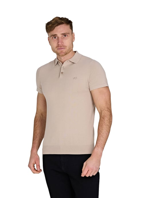 Short Sleeve Knitted Polo / Stone - Image 5