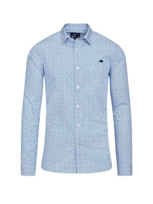 Long Sleeve Pentagon Pattern Cotton Poplin Shirt / White - Image 2