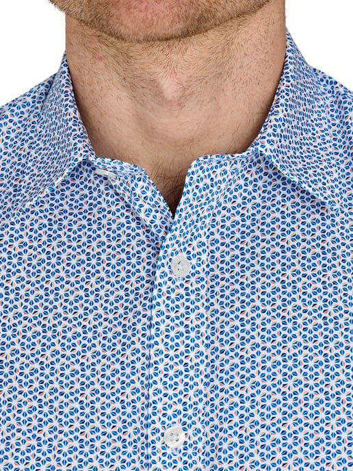 Long Sleeve Pentagon Pattern Cotton Poplin Shirt / White - Image 4