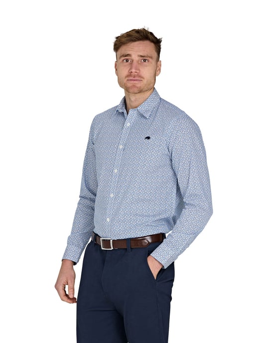 Long Sleeve Pentagon Pattern Cotton Poplin Shirt / White - Image 6