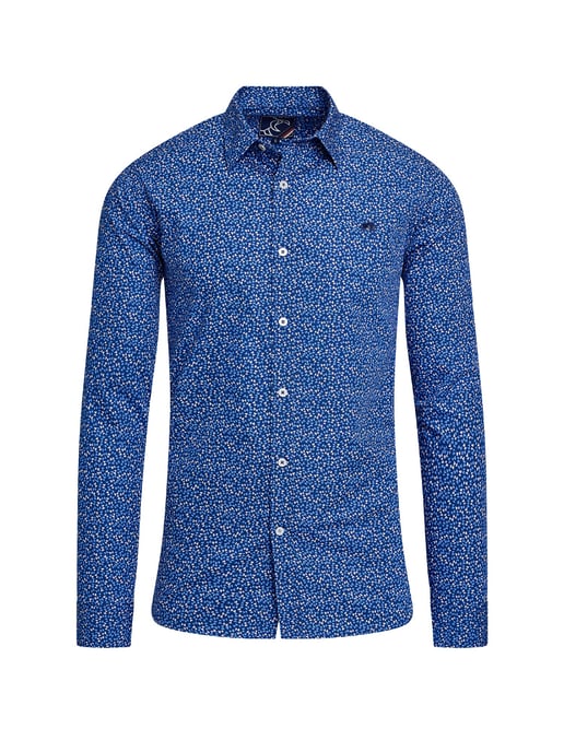 Long Sleeve Flower Bud Cotton Poplin Shirt / Navy - Image 2