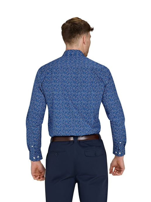 Long Sleeve Flower Bud Cotton Poplin Shirt / Navy - Image 3