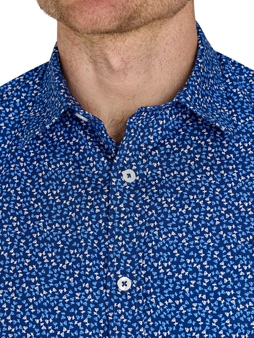 Long Sleeve Flower Bud Cotton Poplin Shirt / Navy - Image 4