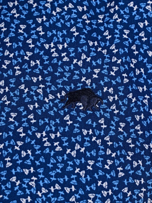 Long Sleeve Flower Bud Cotton Poplin Shirt / Navy - Image 5