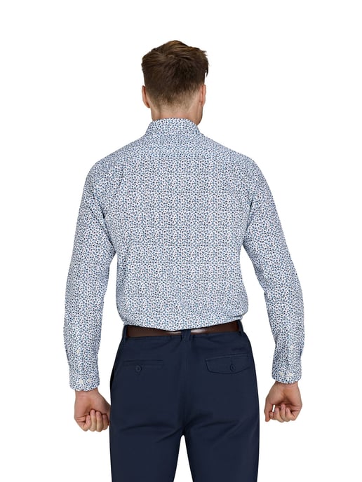 Long Sleeve Floral Print Cotton Poplin Shirt / Sky Blue - Image 2