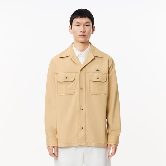 Men's Lacoste Oversized Cotton Twill Plaid Overshirt in Beige - Image 1