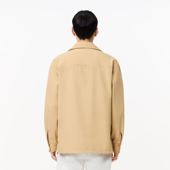 Men's Lacoste Oversized Cotton Twill Plaid Overshirt in Beige - Image 2