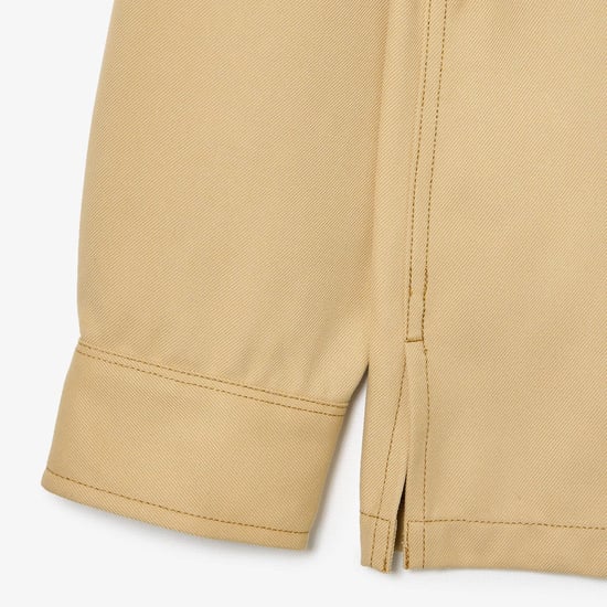 Men's Lacoste Oversized Cotton Twill Plaid Overshirt in Beige - Image 5