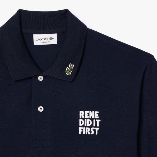 Heren Lacoste Classic Fit L.12.12 Text Poloshirt in Navy - Image 3