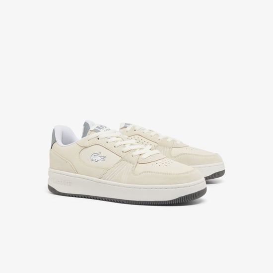 Men's Lacoste L001 Set Suede Trainers in White Grey - Image 3
