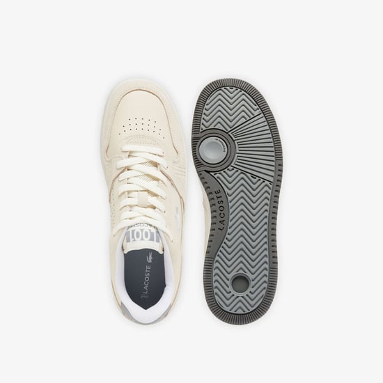 Men's Lacoste L001 Set Suede Trainers in White Grey - Image 4