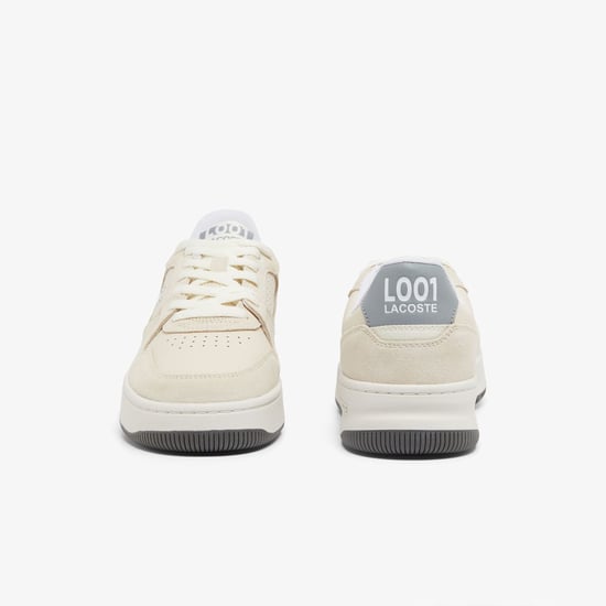 Men's Lacoste L001 Set Suede Trainers in White Grey - Image 5
