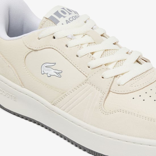 Men's Lacoste L001 Set Suede Trainers in White Grey - Image 6