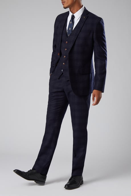 Slim Fit Ryder Navy Check Jacket - Image 2
