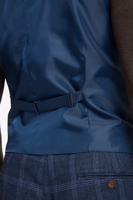 Hart Navy Tweed With Check Waistcoat - Image 4