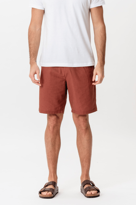 Linnen shorts - Terracotta - Image 1
