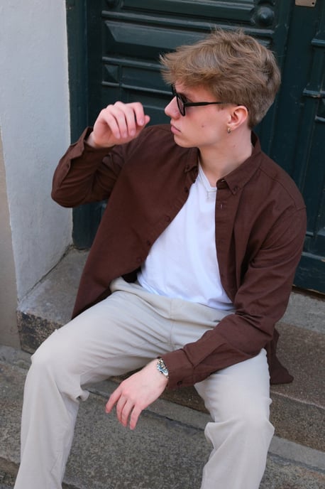 Linen Shirt - Coffee - Image 2