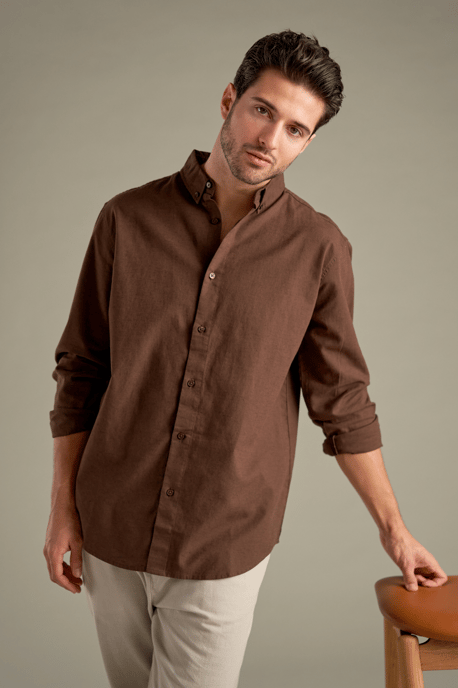 Linen Shirt - Coffee - Image 3