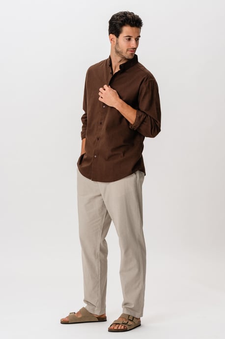Linen Shirt - Coffee - Image 5