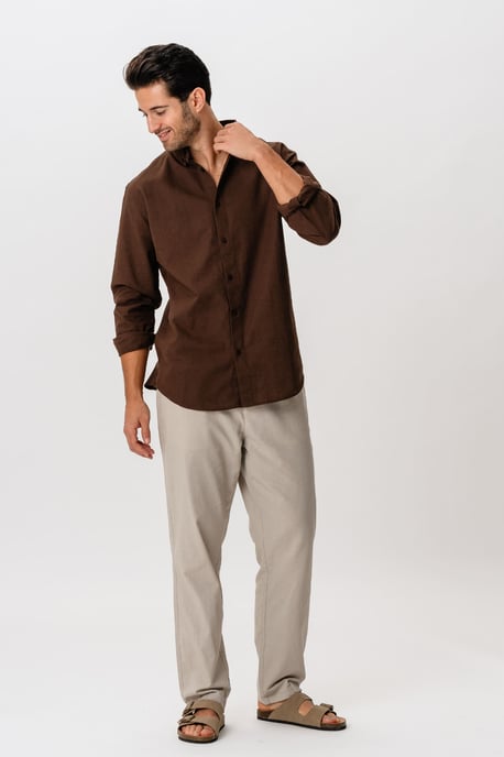 Linen Shirt - Coffee - Image 6