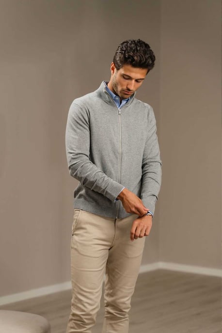 Pullover Vest met Rits - Grijs Melange - Image 2