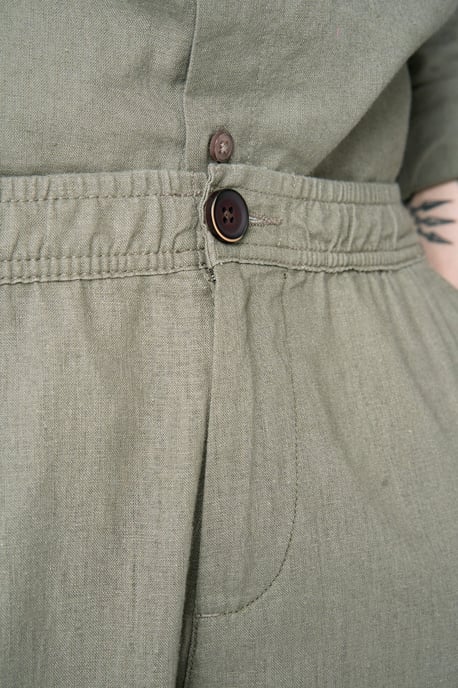 Linnen broek - leger - Image 4