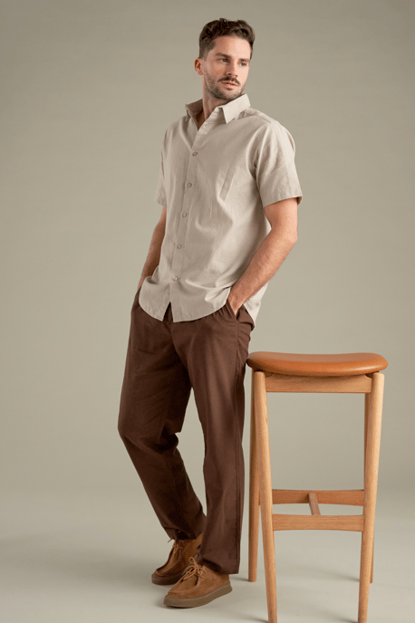 Linnen broek - koffie - Image 2