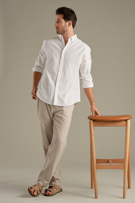 Linnen broek - Zand - Image 2
