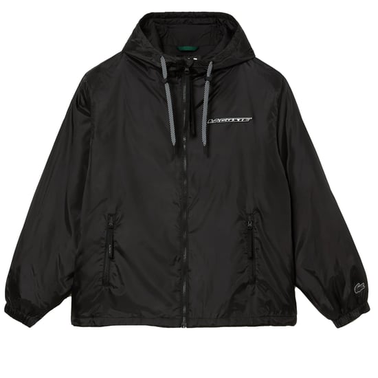 Lacoste Mens Hooded Quilted Cropped Padded Jacket (Black) - Image 1