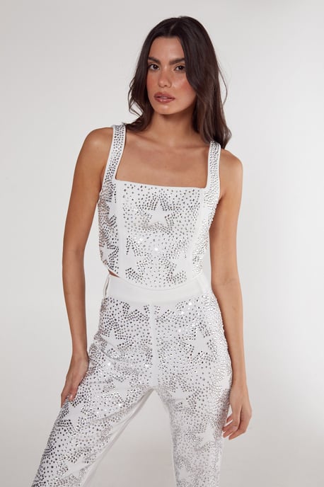 Tailored Star Diamante Corset Top - Image 1